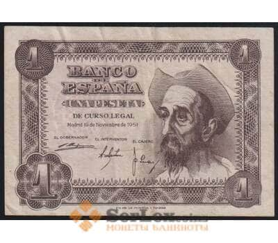 Испания 1 песета 1951 Р139а VF арт. 50385