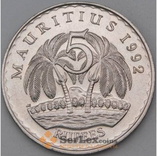 Маврикий 5 рупий 1992 КМ56 UNC арт. 28237