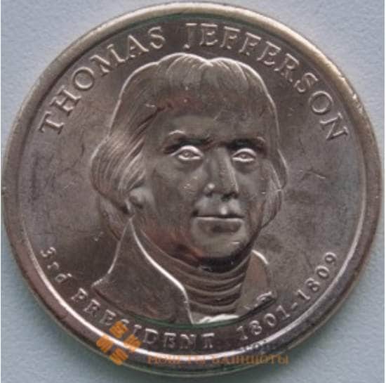 США 1 доллар 2007 3 президент Джефферсон Р арт. С01395