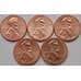 Монета США 1 цент 2009-2010 х5 шт набор Жизнь Линкольна UNC арт. С01444