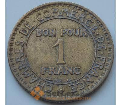 Монета Франция 1 франк 1920-1927 КМ876 XF арт. С01461