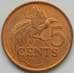 Монета Тринидад и Тобаго 5 центов 1992 КМ30 AU арт. С01477