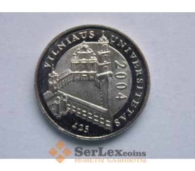 Монета Литва 1 лит 2004 Вильнюсский университет UNC КМ137 арт. С01583