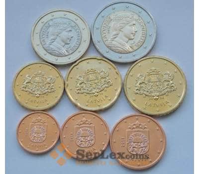Латвия набор ЕВРО 1 цент-2 евро (8шт) 2014 UNC арт. С01584