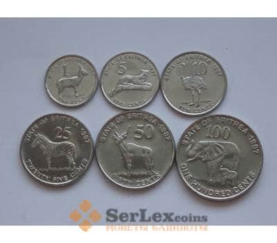 Монета Эритрея Набор 1 цент-100 центов 1997 (6шт) Животные Фауна UNC арт. С01609