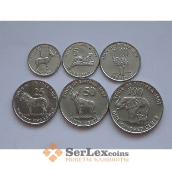 Эритрея Набор 1 цент-100 центов 1997 (6шт) Животные Фауна UNC арт. С01609