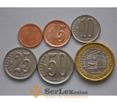 Монета Венесуэла Набор 1 центаво-1 боливар 2009-2012 (6шт) UNC арт. С01610