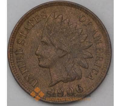 Монета США 1 цент 1906 КМ90а AU арт. 26139