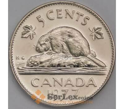 Монета Канада 5 центов 1977 КМ60.1 BU наборная арт. 38807