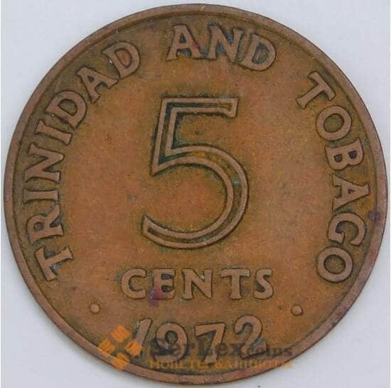 Тринидад и Тобаго 5 центов 1972 КМ2 VF арт. 57542