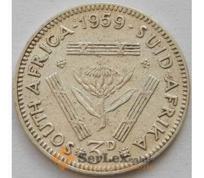 Монета Южная Африка ЮАР 3 пенса 1959 КМ47 XF Серебро (J05.19) арт. 17041