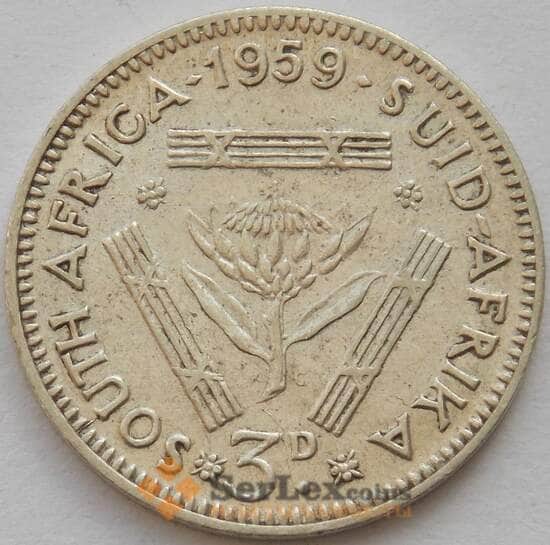 Южная Африка ЮАР 3 пенса 1959 КМ47 XF Серебро (J05.19) арт. 17041