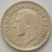 Монета Австралия 3 пенса 1949 КМ44 XF Серебро Георг V (J05.19) арт. 17499