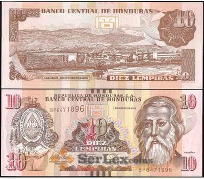 Банкнота Гондурас 10 лемпир 2012 Р99 UNC арт. 21817