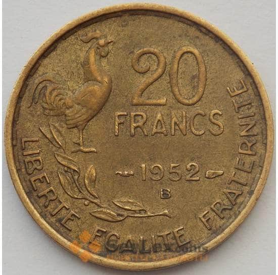 Франция 20 франков 1952 B КМ917 XF (J05.19) арт. 16216