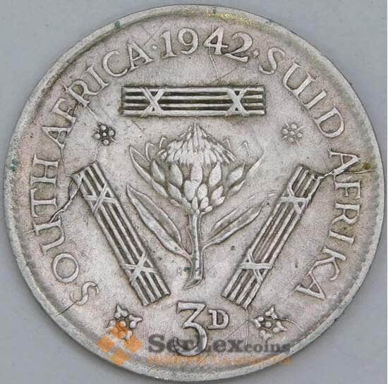 Южная Африка ЮАР 3 пенса 1942 КМ26 F+ арт. 57088 Южная Африка ЮАР 3 пенса 1942 КМ26 F+ арт. 57088