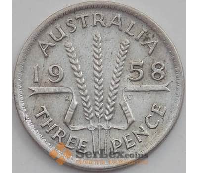 Монета Австралия 3 пенса 1958 КМ57 XF арт. 12369