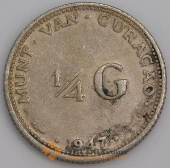 Кюрасао монета 1/4 гульдена 1947 КМ44 F арт. 46242