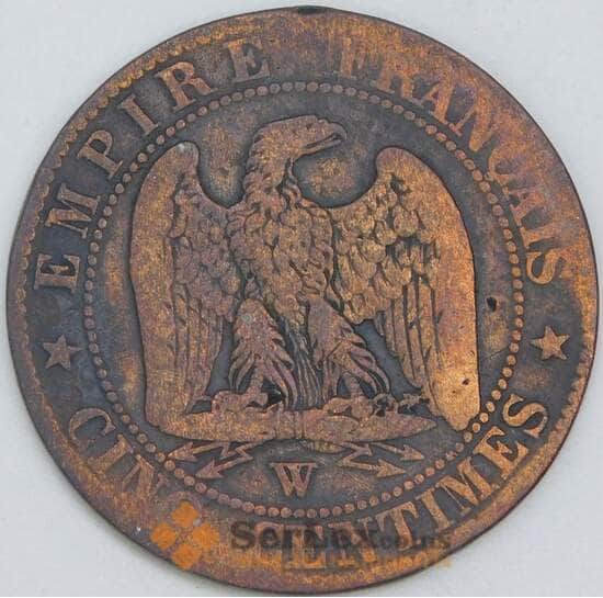 Франция 5 сантимов 1855 W КМ777 VG арт. 57010