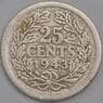 Нидерланды монета 25 центов 1943 КМ164 F арт. 43608