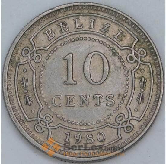 Белиз 10 центов 1980 КМ35 XF арт. 57174