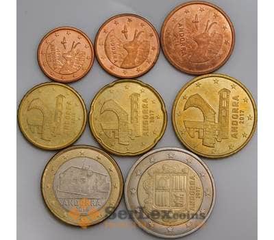Андорра набор Евро монет 1 цент - 2 евро 2014-2017 (8 шт) aUNC-UNC арт. 45692
