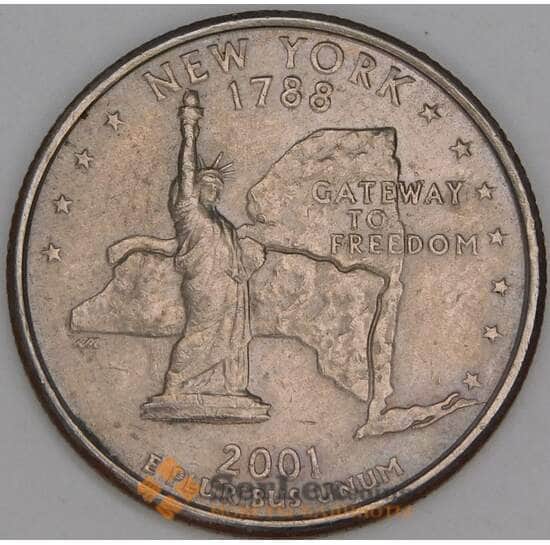 США 25 центов 2001 P КМ318 Нью Йорк VF арт. 52942