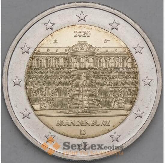Германия 2 евро 2020 UNC Бранденбург. Дворец Сан-Суси в Потсдаме арт. 21759