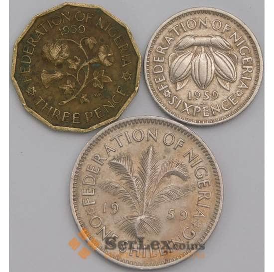 Нигерия набор монет 3 и 6 пенсов 1 шиллинг 1959 (3 шт.) КМ3-5 VF арт. 43501