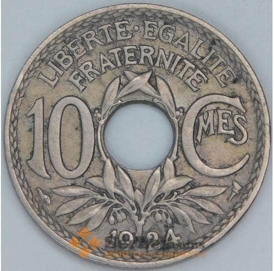 Франция 10 сантимов 1924 КМ866a VF арт. 57036