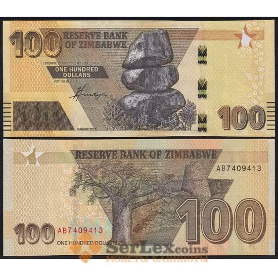 Зимбабве банкнота 100 долларов 2020 Р106 UNC арт. 43679