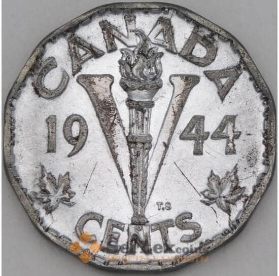 Канада 5 центов 1944 КМ40а XF арт. 22029