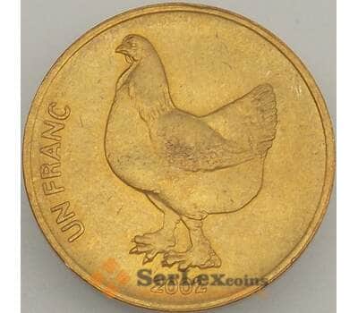 Монета Конго 1 франк 2002 КМ82 UNC Петух (J05.19) арт. 18618
