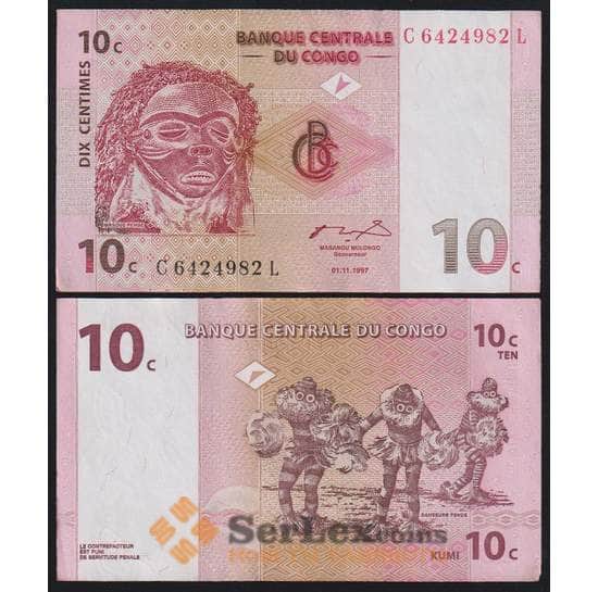Конго банкнота 10 сантим 1997 Р82 XF арт. 43825