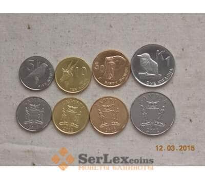 Монета Замбия Набор 5 нгвее - 1 квача 2012 UNC Фауна (4шт) арт. С01670