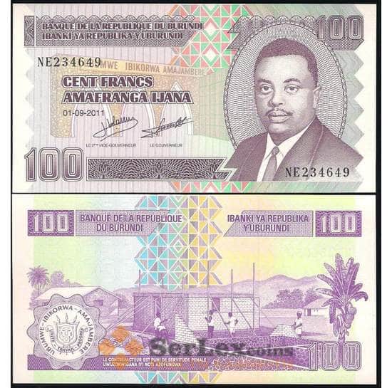 Бурунди банкнота 100 франков 2011 Р44 UNC  арт. В00429