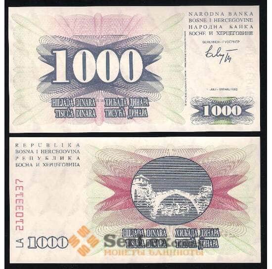 Босния и Герцеговина 1000 Динар 1992 Р15 UNC  арт. В00285