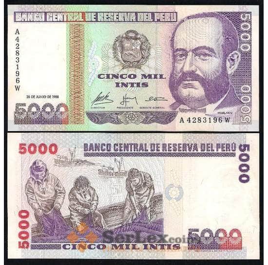 Перу банкнота 5000 инти 1988 Р137 UNC арт. В00129