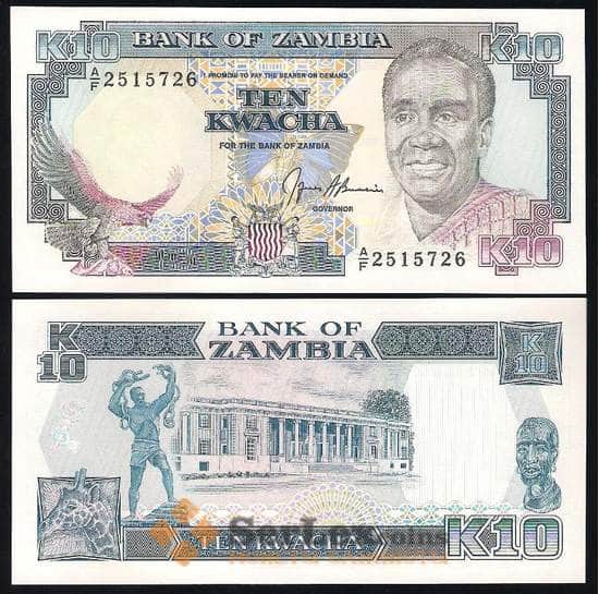 Замбия 10 Квача 1989-1991 Р31 UNC  арт. В00404