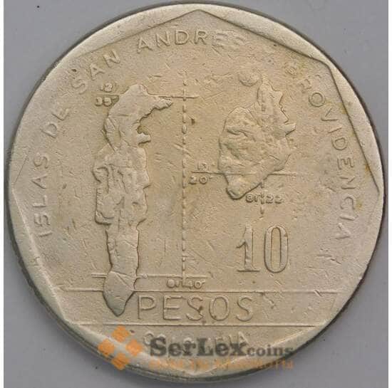Колумбия монета 10 песо 1988 КМ270 VF арт. 42401