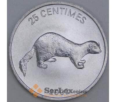 Конго монета 25 сантимов 2002 КМ76 UNC Ласка арт. 48937