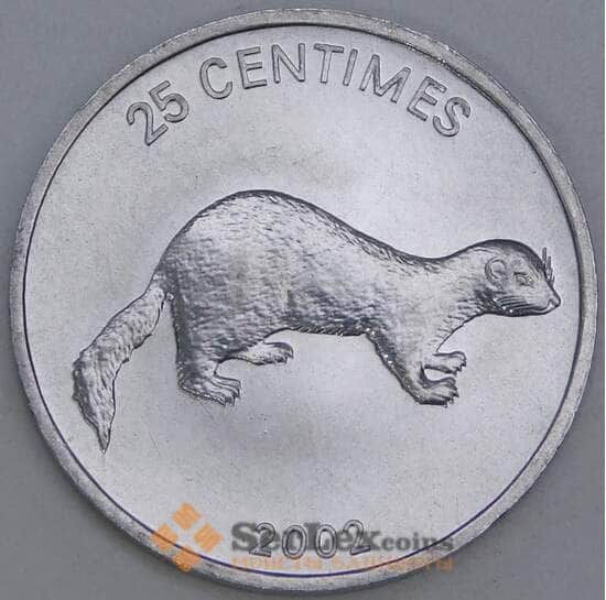 Конго 25 сантимов 2002 КМ76 UNC Ласка арт. 48937 Конго 25 сантимов 2002 КМ76 UNC Ласка арт. 48937