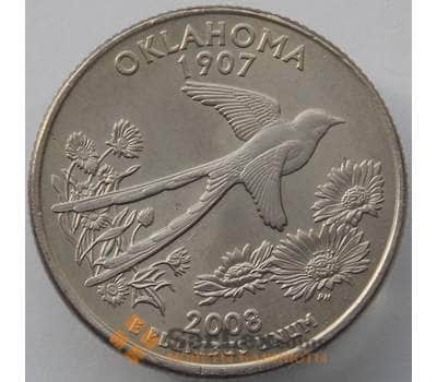 Монета США 25 центов 2008 P КМ421 UNC Оклахома (J05.19) арт. 17394