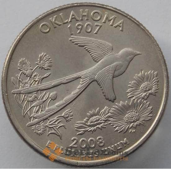 США 25 центов 2008 P КМ421 UNC Оклахома (J05.19) арт. 17394