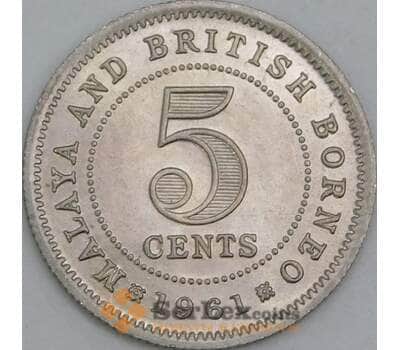 Монета Малайя и Британское Борнео 5 центов 1961 КМ1 UNC  арт. 16680
