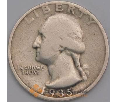США монета 1/4 доллара 1935 D КМ164 F арт. 43142