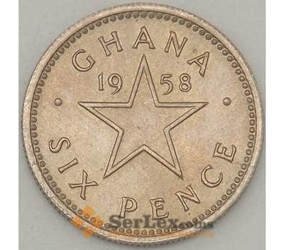 Монета Гана 6 пенсов 1958 КМ4 VF (n17.19) арт. 21146