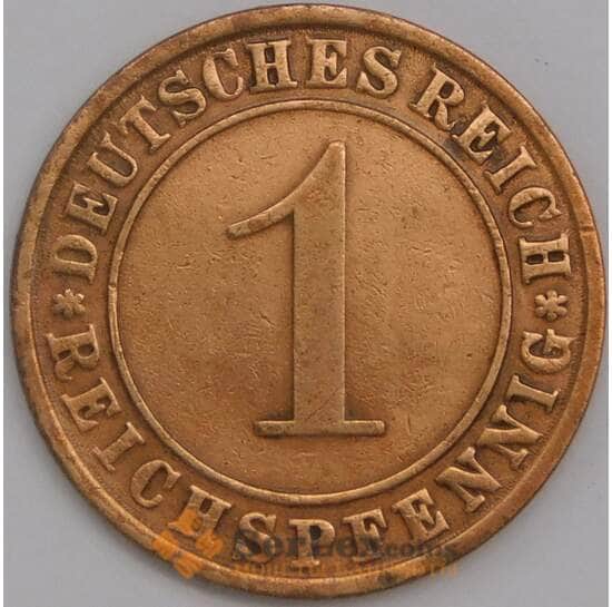 Германия монета 1 пфенниг 1925 А КМ37 VF  арт. 43447