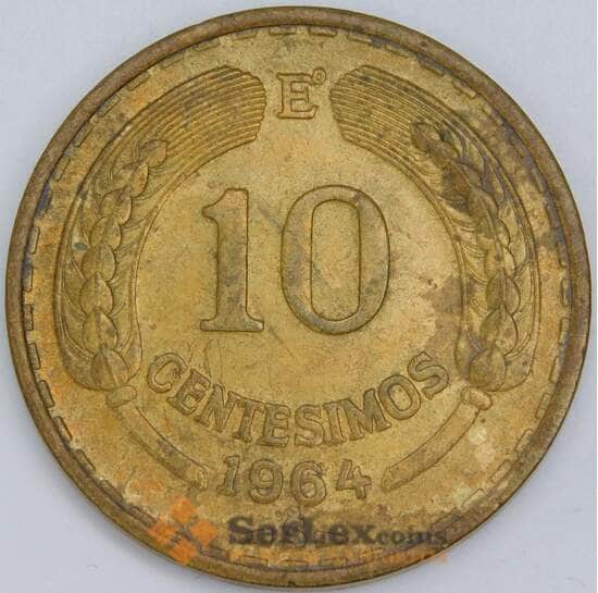 Чили 10 сентесимо 1964 КМ191 VF-XF арт. 57596