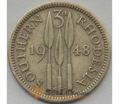 Монета Южная Родезия 3 пенса 1948 КМ20 XF (J05.19) арт. 15700